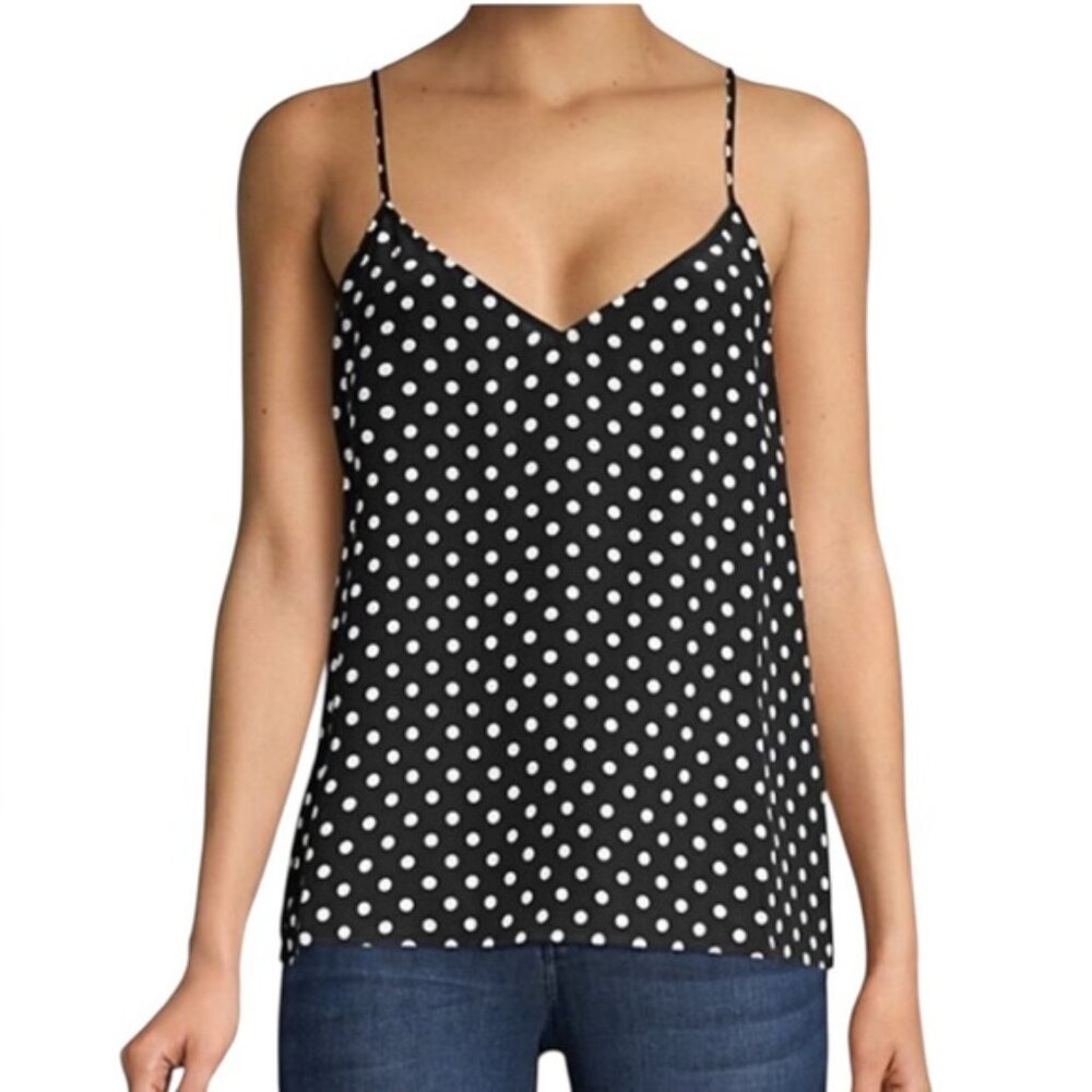Equipment Layla Polka Dot Spaghetti Strap Silk Top